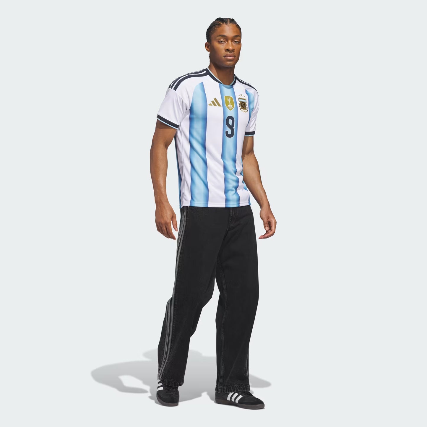 2026 World Cup J. Alvarez Argentina  Soccer Jersey Player Version  Match Version - No. 9 Home White & Blue and Away Black & Blue