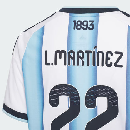 2026 World Cup Lautaro Martinez Argentina  Soccer Jersey Player Version  Match Version - No. 22 Home White & Blue and Away Black & Blue
