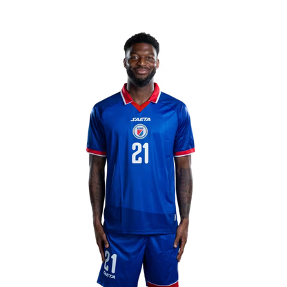 Mayo foutbòl koup di mond Ayiti 2026 vèsyon jwè vèsyon match la - Atakan No.19 Yassin FORTUNE, No.20 Frantzdy Pierrot, No.21 Josue CASIMIR
