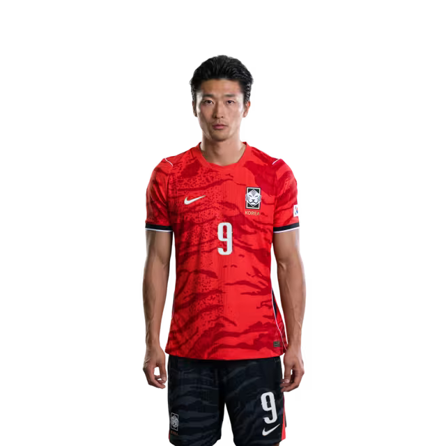 2026 월드컵 대한민국 축구 선수 유니폼 (경기용) - 공격수 손흥민 (등번호 7), 조철성 (등번호 9), 오형규 (등번호 18)