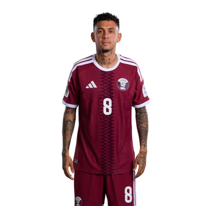 2026 World Cup Qatar Soccer Jersey Player Version  Match Version - Forward No.7 AHMED ALAAELDIN, No.8 EDMILSON JUNIOR, No.9 MOHAMMED MUNTARI