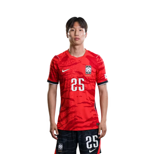 2026 월드컵 대한민국 축구 선수 유니폼 (경기용) - 미드필더 25번 엄지성, 26번 이동경