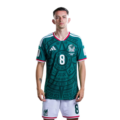 Mexico National Team 2026 World Cup Soccer Jersey (Player Version/Match Version)– Midfielders: No. 6 Erik Lira, No. 7 Luis Romo, No. 8 Álvaro Fidalgo / Centrocampista No.6 Erik LIRA, No.7 Luis ROMO, No.8 Alvaro FIDALGO
