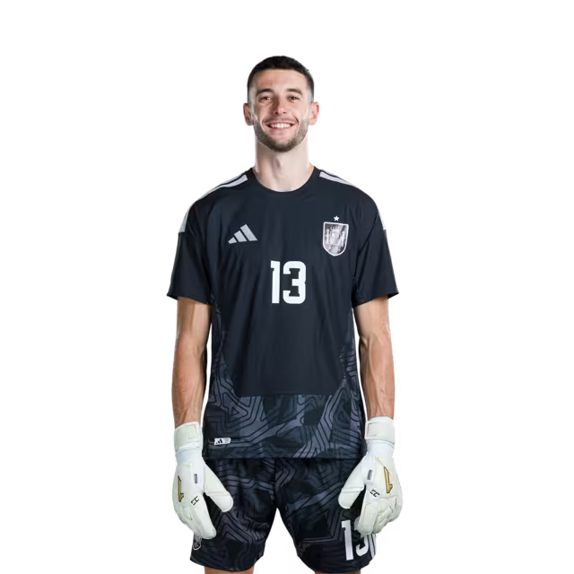 Spain National Team 2026 World Cup Jersey — Player/Match Version — Goalkeepers: No. 1 David Raya, No. 13 Joan García, No. 23 Unai Simón / Portero N.° 1 David Raya, N.° 13 Joan García, N.° 23 Unai Simon