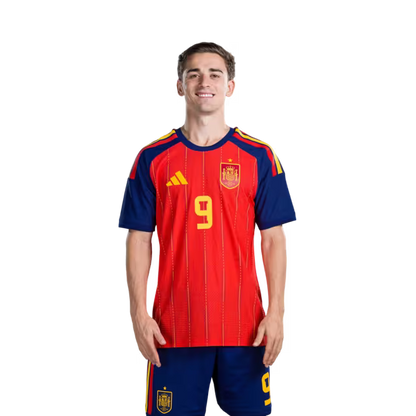 Spain National Team 2026 World Cup Football Jersey (Player Version/Match Issue) — Midfielders: No. 6 Mikel Merino, No. 8 Fabián Ruiz, No. 9 Gavi / Centrocampistas: n.º 6 Mikel Merino, n.º 8 Fabián Ruiz, n.º 9 Gavi