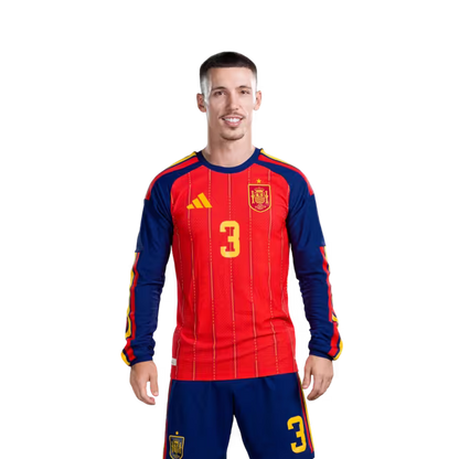 Spain National Team 2026 World Cup Jersey (Player/Match Version) — Defenders: No. 2 Marc Pubill, No. 3 Alex Grimaldo, No. 4 Eric García / Defensa nº 2 Marc Pubill, nº 3 Alex Grimaldo, nº 4 Eric García