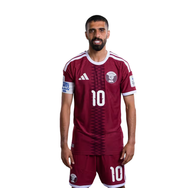 2026 World Cup Qatar Soccer Jersey Player Version  Match Version - Forward No.10 HASSAN ALHAYDOS, No.11 AKRAM AFIF, No.15 YUSUF ABDURISAG