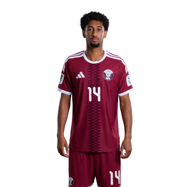 2026 World Cup Qatar Soccer Jersey Player Version  Match Version - Defender No.5 JASSEM GABER, No.13 AYOUB ALOUI, No.14 HOMAM AHMED