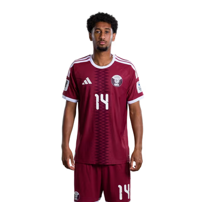 2026 World Cup Qatar Soccer Jersey Player Version  Match Version - Defender No.5 JASSEM GABER, No.13 AYOUB ALOUI, No.14 HOMAM AHMED