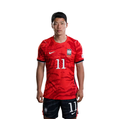 2026 월드컵 대한민국 축구 선수 유니폼 (경기용) - 미드필더 이재성 (등번호 10번), 황희찬 (등번호 11번), 배준호 (등번호 17번)