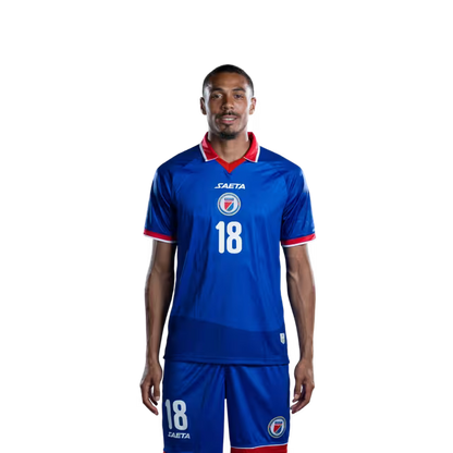 Mayo foutbòl koup di mond Ayiti 2026 vèsyon jwè vèsyon match la - Atakan No.15 Ruben PROVIDENCE, No.16 Lenny JOSEPH, No.18 Wilson Isidor