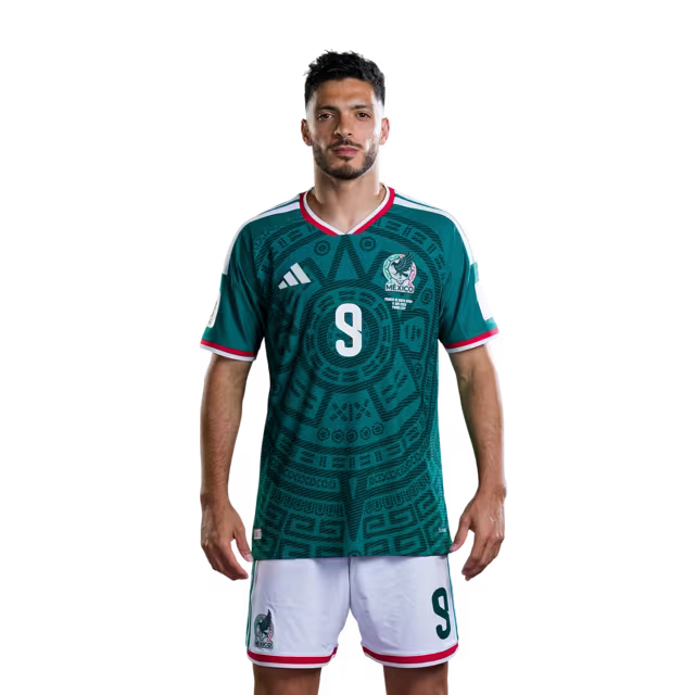 Mexico National Team 2026 World Cup Soccer Jersey (Player Version/Match Version) – Forwards: No. 9 Raúl Jiménez, No. 10 Alexis Vega, No. 11 Santiago Giménez / Delanteros: N.° 9 Raúl Jiménez, N.° 10 Alexis Vega, N.° 11 Santiago Giménez