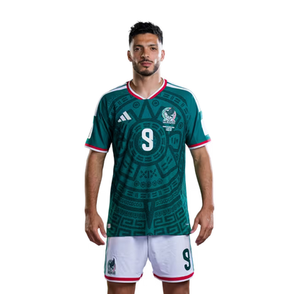 Mexico National Team 2026 World Cup Soccer Jersey (Player Version/Match Version) – Forwards: No. 9 Raúl Jiménez, No. 10 Alexis Vega, No. 11 Santiago Giménez / Delanteros: N.° 9 Raúl Jiménez, N.° 10 Alexis Vega, N.° 11 Santiago Giménez
