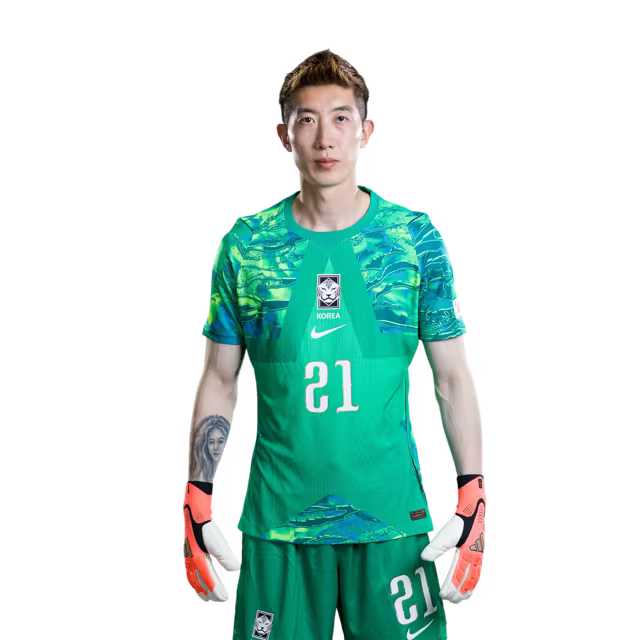 2026 월드컵 대한민국 축구 선수 유니폼 경기용 - 골키퍼 등번호 1번 김승규, 12번 송범근, 21번 조현우