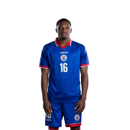 Mayo foutbòl koup di mond Ayiti 2026 vèsyon jwè vèsyon match la - Atakan No.15 Ruben PROVIDENCE, No.16 Lenny JOSEPH, No.18 Wilson Isidor