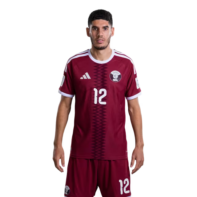 2026 World Cup Qatar Soccer Jersey Player Version  Match Version - Midfielder No.6 ABDULAZIZ HATEM, No.12 KARIM BOUDIAF, No.17 AHMED ALGANEHI