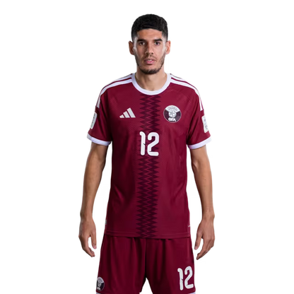 2026 World Cup Qatar Soccer Jersey Player Version  Match Version - Midfielder No.6 ABDULAZIZ HATEM, No.12 KARIM BOUDIAF, No.17 AHMED ALGANEHI