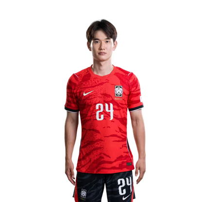 2026 월드컵 대한민국 축구 선수 유니폼 (경기용) - 미드필더 이강인 (등번호 19), 양현준 (등번호 20), 김진규 (등번호 24)