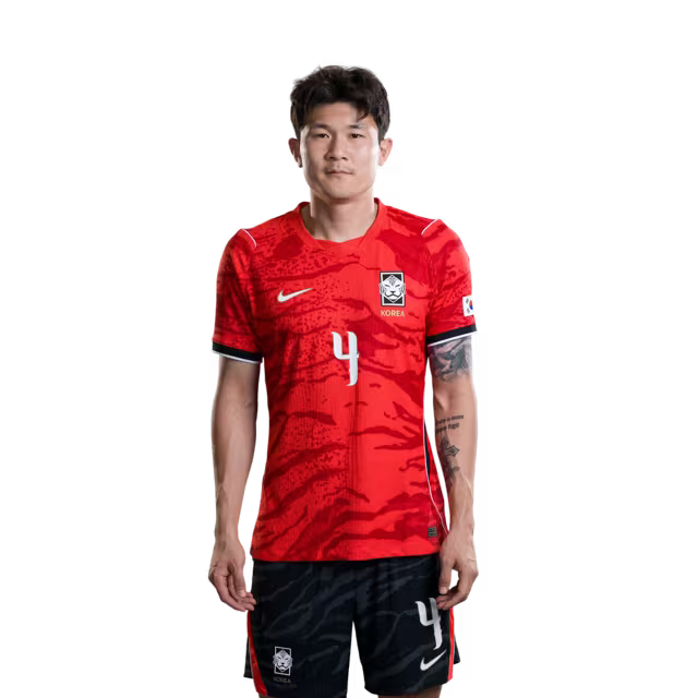 2026 월드컵 대한민국 축구 선수 유니폼 (경기용) - 수비수 2번 이한범, 4번 김민재, 5번 김태현