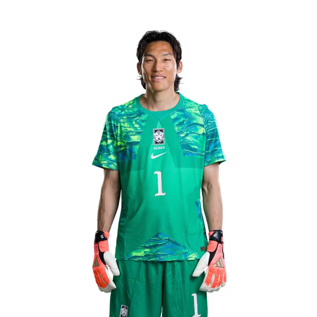 2026 월드컵 대한민국 축구 선수 유니폼 경기용 - 골키퍼 등번호 1번 김승규, 12번 송범근, 21번 조현우
