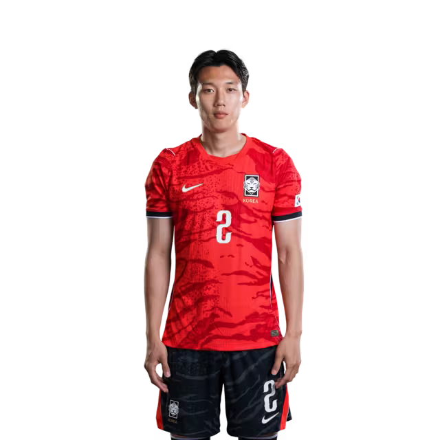 2026 월드컵 대한민국 축구 선수 유니폼 (경기용) - 수비수 2번 이한범, 4번 김민재, 5번 김태현
