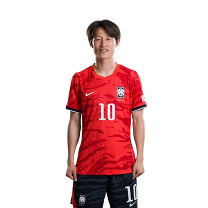 2026 월드컵 대한민국 축구 선수 유니폼 (경기용) - 미드필더 이재성 (등번호 10번), 황희찬 (등번호 11번), 배준호 (등번호 17번)
