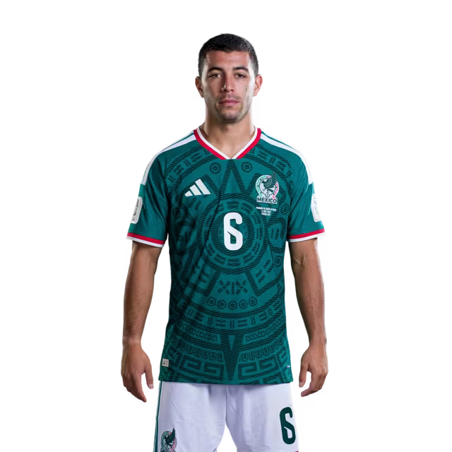 Mexico National Team 2026 World Cup Soccer Jersey (Player Version/Match Version)– Midfielders: No. 6 Erik Lira, No. 7 Luis Romo, No. 8 Álvaro Fidalgo / Centrocampista No.6 Erik LIRA, No.7 Luis ROMO, No.8 Alvaro FIDALGO