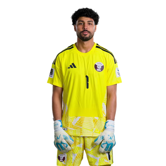 2026 World Cup Qatar Soccer Jersey Player Version  Match Version - Goalkeeper No.1 MAHMOUD ABUNADA, No.21 SALAH ZAKARIA, No.22 MESHAAL BARSHAM