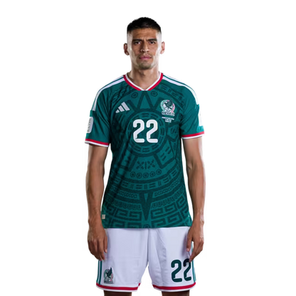 Mexico National Team 2026 World Cup Soccer Jersey (Player Version/Match Version) — Forwards: No. 22 Guillermo Martínez, No. 25 Roberto Alvarado / Delantero n.° 22 Guillermo Martínez, n.° 25 Roberto Alvarado