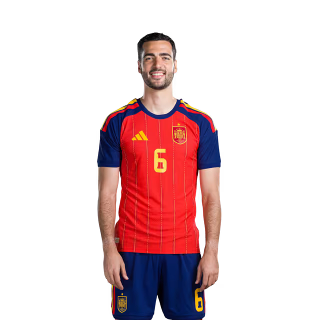 Spain National Team 2026 World Cup Football Jersey (Player Version/Match Issue) — Midfielders: No. 6 Mikel Merino, No. 8 Fabián Ruiz, No. 9 Gavi / Centrocampistas: n.º 6 Mikel Merino, n.º 8 Fabián Ruiz, n.º 9 Gavi