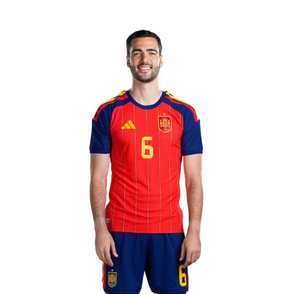 Spain National Team 2026 World Cup Football Jersey (Player Version/Match Issue) — Midfielders: No. 6 Mikel Merino, No. 8 Fabián Ruiz, No. 9 Gavi / Centrocampistas: n.º 6 Mikel Merino, n.º 8 Fabián Ruiz, n.º 9 Gavi