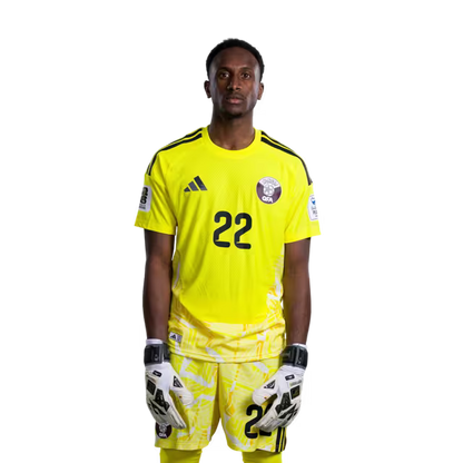 2026 World Cup Qatar Soccer Jersey Player Version  Match Version - Goalkeeper No.1 MAHMOUD ABUNADA, No.21 SALAH ZAKARIA, No.22 MESHAAL BARSHAM
