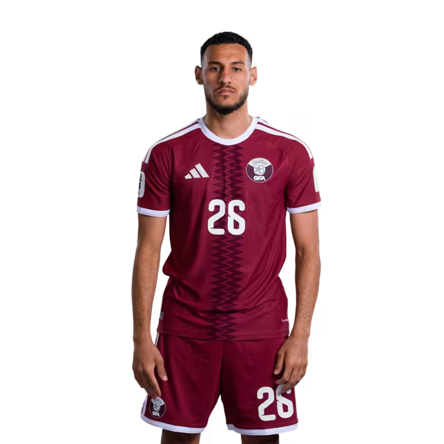 2026 World Cup Qatar Soccer Jersey Player Version  Match Version - Forward No.19 ALMOEZ ALI, No.24 TAHSIN MOHAMMED, No.26 MOHAMED MANAI