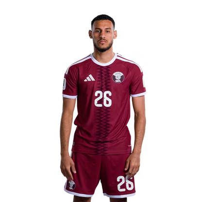 2026 World Cup Qatar Soccer Jersey Player Version  Match Version - Forward No.19 ALMOEZ ALI, No.24 TAHSIN MOHAMMED, No.26 MOHAMED MANAI