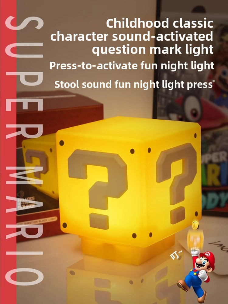 Mario Lamp, Super Mario Question Mark Night Light, Blocky Sound LED Modern Creative Ambient Light
