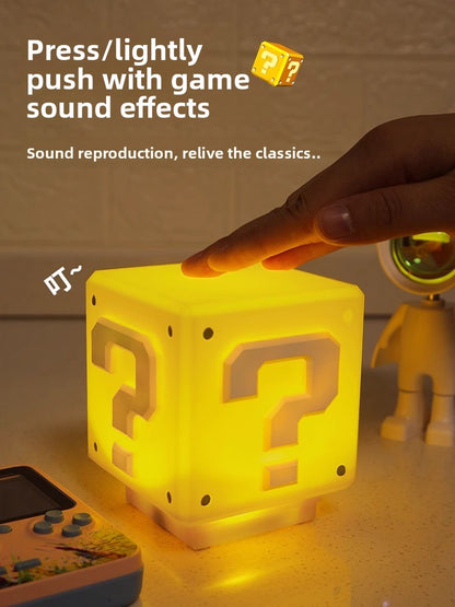 Mario Lamp, Super Mario Question Mark Night Light, Blocky Sound LED Modern Creative Ambient Light