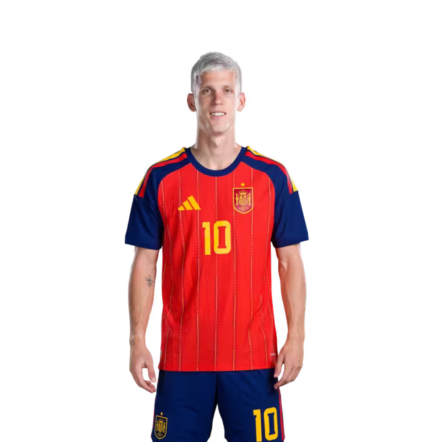 Spain National Team 2026 World Cup Jersey — Player/Match Version — Forwards: No. 7 Ferran Torres, No. 10 Dani Olmo, No. 11 Yeremy Pino / Delanteros Nº 7 Ferran Torres, Nº 10 Dani Olmo, Nº 11 Yeremy Pino