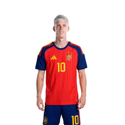 Spain National Team 2026 World Cup Jersey — Player/Match Version — Forwards: No. 7 Ferran Torres, No. 10 Dani Olmo, No. 11 Yeremy Pino / Delanteros Nº 7 Ferran Torres, Nº 10 Dani Olmo, Nº 11 Yeremy Pino