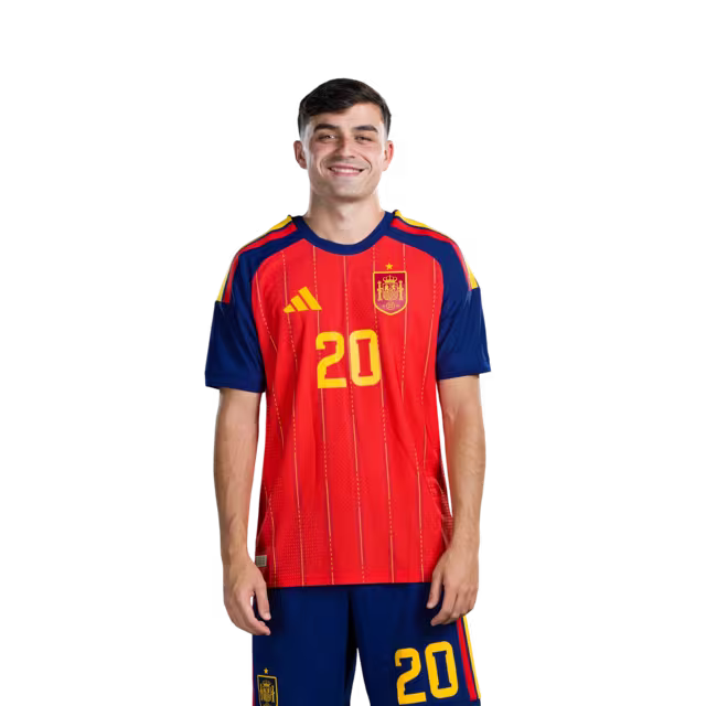 Spain National Team 2026 World Cup Jersey – Player/Match Version – Midfielders: No. 15 Alex Baena, No. 16 Rodri, No. 18 Martín Zubimendi, No. 20 Pedri / Mediocampista No.15 Alex BAENA, No.16 RODRI, No.18 Martin ZUBIMENDI, No.20 PEDRI