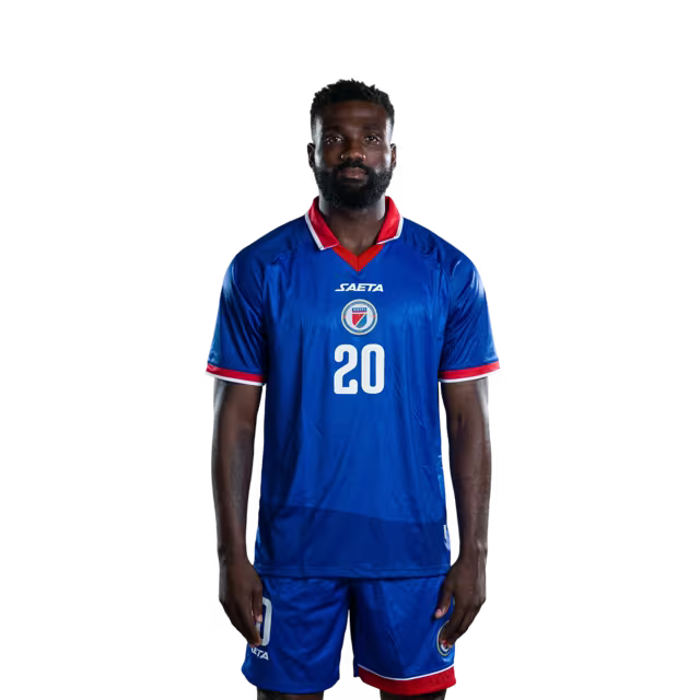 Mayo foutbòl koup di mond Ayiti 2026 vèsyon jwè vèsyon match la - Atakan No.19 Yassin FORTUNE, No.20 Frantzdy Pierrot, No.21 Josue CASIMIR