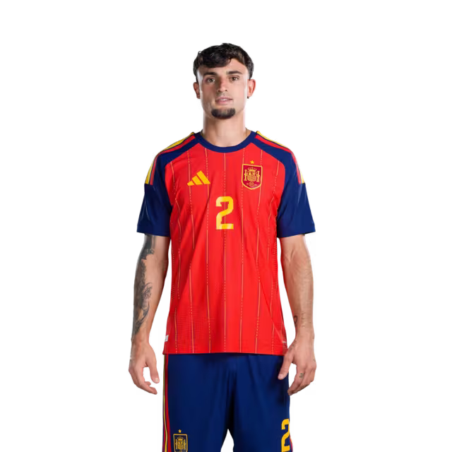 Spain National Team 2026 World Cup Jersey (Player/Match Version) — Defenders: No. 2 Marc Pubill, No. 3 Alex Grimaldo, No. 4 Eric García / Defensa nº 2 Marc Pubill, nº 3 Alex Grimaldo, nº 4 Eric García