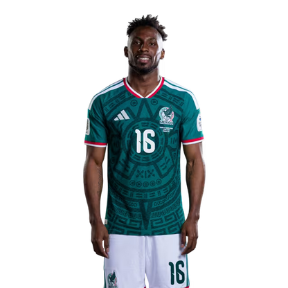 Mexico National Team 2026 World Cup Soccer Jersey (Player Version/Match Version)  – Forwards: No. 14 Armando González, No. 16 Julián Quiñones, No. 21 César Huerta / Delanteros N.° 14 Armando GONZALEZ, N.° 16 Julian QUINONES, N.° 21 Cesar HUERTA