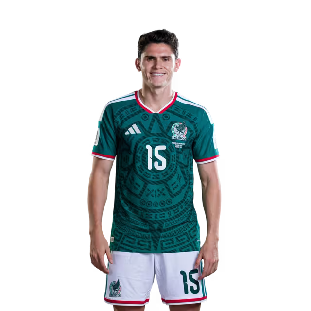 Mexico National Team 2026 World Cup Soccer Jersey (Player Version/Match Version)– Defenders: No. 5 Johan VÁSQUEZ, No. 15 Israel REYES, No. 20 Mateo CHÁVEZ, No. 23 Jesús GALLARDO / Camiseta de fútbol del Mundial de México Versión Jugador Versión Partido
