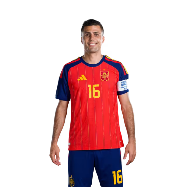 Spain National Team 2026 World Cup Jersey – Player/Match Version – Midfielders: No. 15 Alex Baena, No. 16 Rodri, No. 18 Martín Zubimendi, No. 20 Pedri / Mediocampista No.15 Alex BAENA, No.16 RODRI, No.18 Martin ZUBIMENDI, No.20 PEDRI
