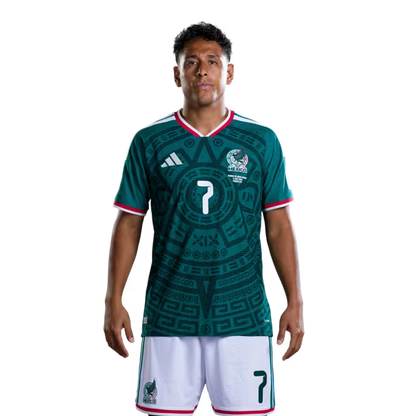 Mexico National Team 2026 World Cup Soccer Jersey (Player Version/Match Version)– Midfielders: No. 6 Erik Lira, No. 7 Luis Romo, No. 8 Álvaro Fidalgo / Centrocampista No.6 Erik LIRA, No.7 Luis ROMO, No.8 Alvaro FIDALGO