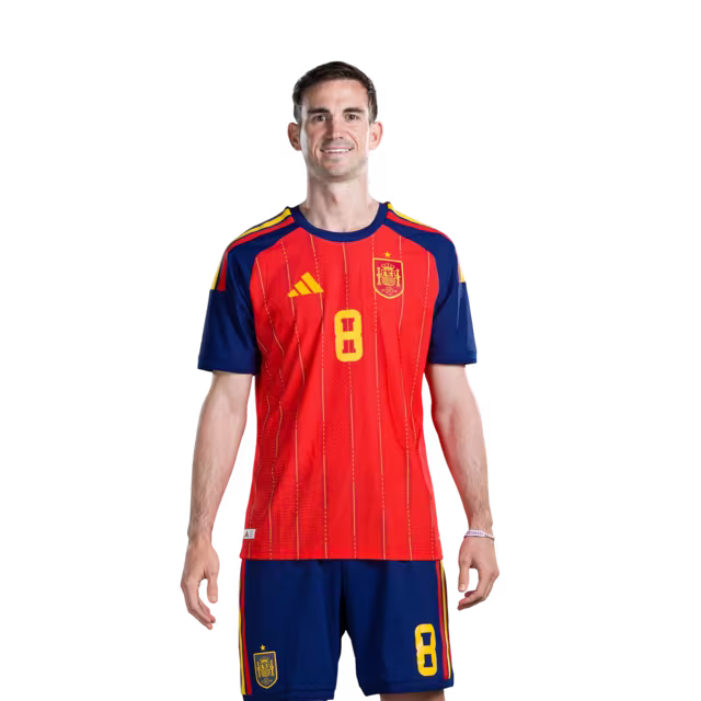 Spain National Team 2026 World Cup Football Jersey (Player Version/Match Issue) — Midfielders: No. 6 Mikel Merino, No. 8 Fabián Ruiz, No. 9 Gavi / Centrocampistas: n.º 6 Mikel Merino, n.º 8 Fabián Ruiz, n.º 9 Gavi