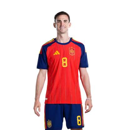 Spain National Team 2026 World Cup Football Jersey (Player Version/Match Issue) — Midfielders: No. 6 Mikel Merino, No. 8 Fabián Ruiz, No. 9 Gavi / Centrocampistas: n.º 6 Mikel Merino, n.º 8 Fabián Ruiz, n.º 9 Gavi