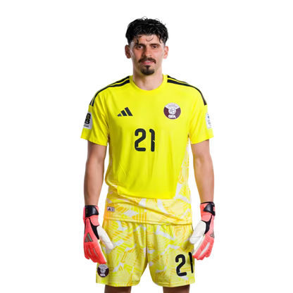 2026 World Cup Qatar Soccer Jersey Player Version  Match Version - Goalkeeper No.1 MAHMOUD ABUNADA, No.21 SALAH ZAKARIA, No.22 MESHAAL BARSHAM