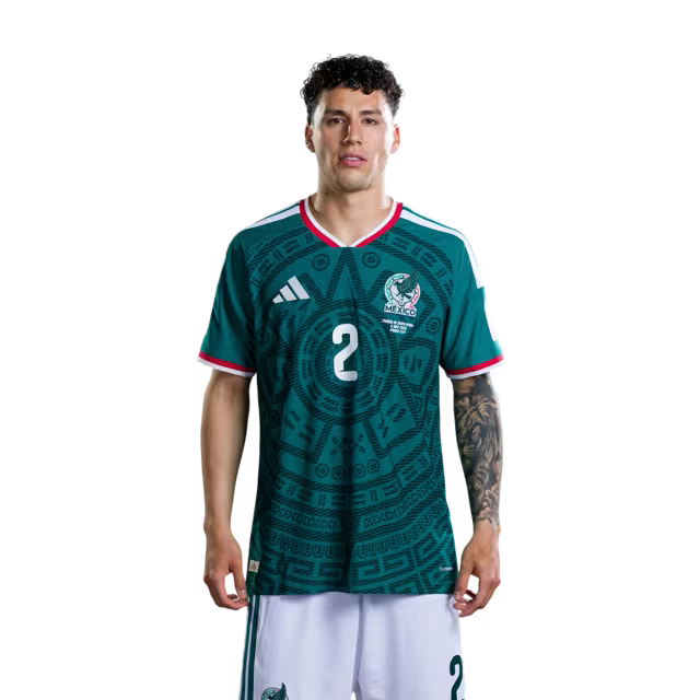 Mexico National Team 2026 World Cup Soccer Jersey (Player Version/Match Version)– Defenders: No. 2 Jorge Sánchez, No. 3 César Montes, No. 4 Edson Álvarez / Defensa n.° 2 Jorge SÁNCHEZ, n.° 3 César MONTES, n.° 4 Edson ÁLVAREZ