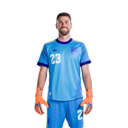 Spain National Team 2026 World Cup Jersey — Player/Match Version — Goalkeepers: No. 1 David Raya, No. 13 Joan García, No. 23 Unai Simón / Portero N.° 1 David Raya, N.° 13 Joan García, N.° 23 Unai Simon